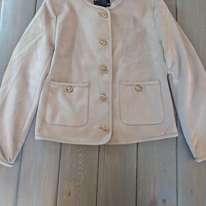 NWT Bailey 44 Taupe Gold Button Blazer Jacket Womens Medium EU 44